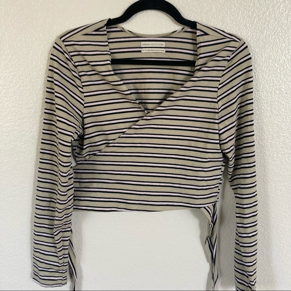 Urban Outfitters Striped Green Wrap Longsleeve